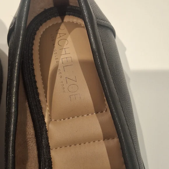 Rachel Zoe Black Faux Leather Lug Soled Loafers with Gold Accent Size 8 - Picture 7 of 10